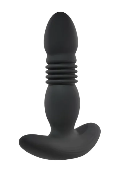 Playboy Pleasure Trust The Thrust Rechargeable Silicone Thrusting Anal Plug With Remote - Black