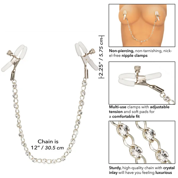 CalExotics Nipple Play Nipple Clamps with Crystal Chain