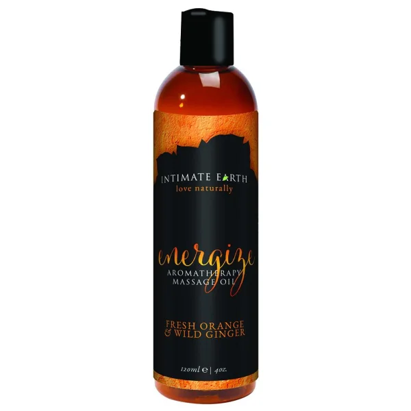 Intimate Earth ENERGIZE Aromatherapy Massage Oil - Fresh Orange and Wild Ginger