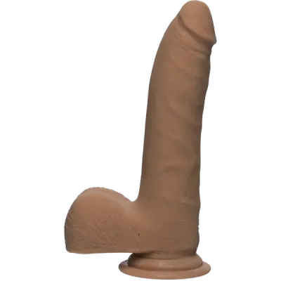 The D Realistic D 7 inches Slim Dildo with Balls Brown