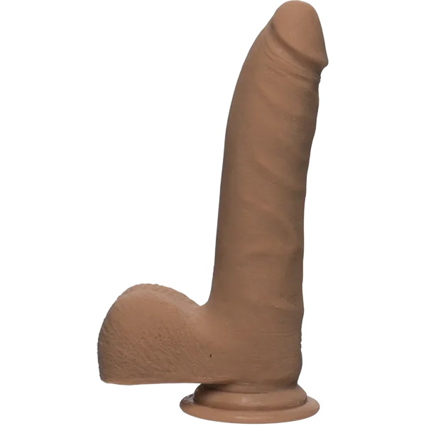 The D Realistic D 7 inches Slim Dildo with Balls Brown