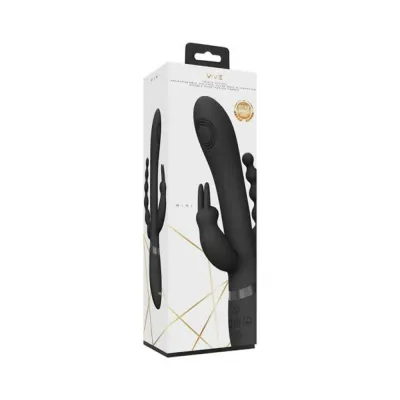 Vive Rini Rechargeable Pulse wave Triple motor Silicone Rabbit Black