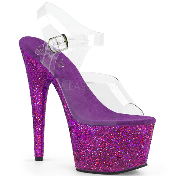 7 inches Heel, 2 3/4 inches PF Ankle Strap Sandal w/ Glitter Bottom — image 13 of 25