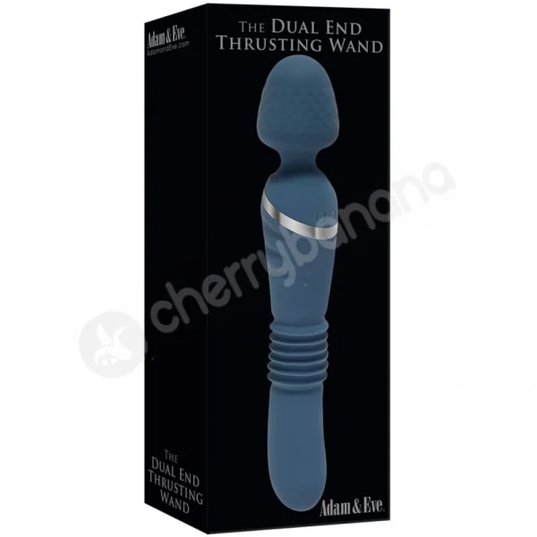 Adam & Eve The Dual End Blue Thrusting Massager Wand 2 In 1 Vibrator