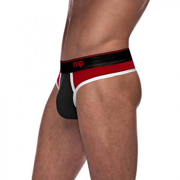 Male Power Blue and Black Retro Sport Panel Thong