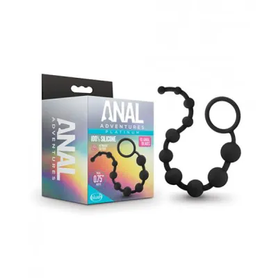 Blush Anal Adventures Platinum Silicone 10 Anal Beads Black