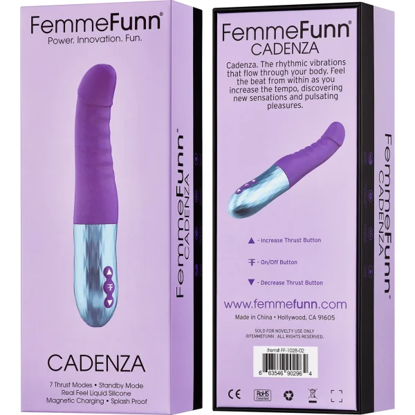 Cadenza Rechargeable Silicone Thrusting Dildo By FemmeFunn - Purple