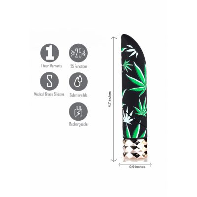 Jane Leaf Pattern Black Mini Bullet Vibrator