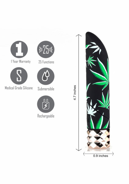 Jane - Leaf Pattern Black Mini Bullet Vibrator
