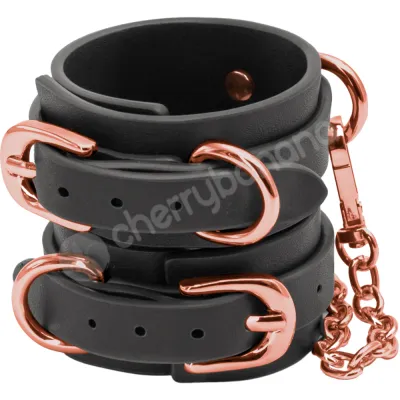 Bondage Couture Black Rose Gold Luxurious Adjustable Wrist Cuffs Restraints