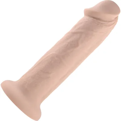 Girthy Vibrating Rechargeable Waterproof 7 Silicone Suction Cup Dildo By Evolved Novelties Vanilla