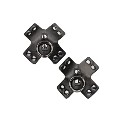 California Exotic O Ring Black Cross BDSM Nipple Pasties
