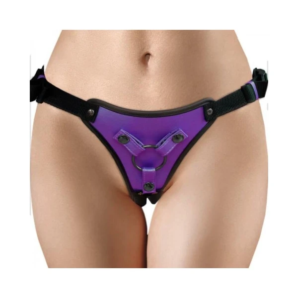 Strap-on Dildos & Harnesses: Ouch! Metallic Strap On Harness Metallic Purple