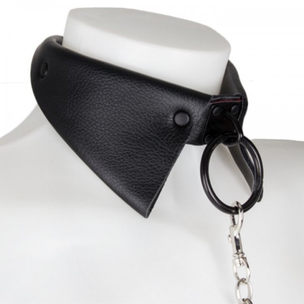 Bondara Black Faux Leather Red Suede Shirt Collar and Leash — image 4 of 5