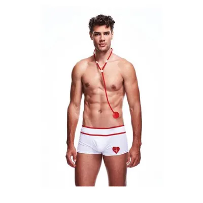2 Piece Doctor Love Set White red Large xlarge