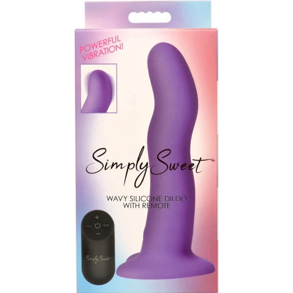 Simply Sweet 21X Vibrating Wavy Rechargeable Silicone G-Spot Vibrator With Remote - Purple