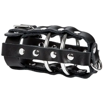 Torment Reprimand Leather Lockable Gates of Hell Chastity Cage