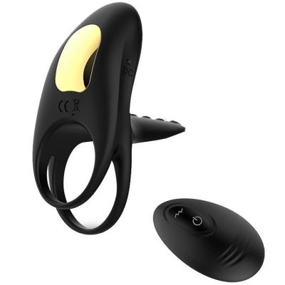 Wireless Vibrating Double Cock Ring With Tongue Taser Enhance Erections Pleasure