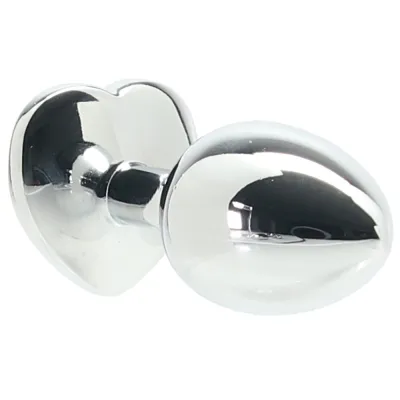 Shots Ouch Heart Gem Butt Plug Small Silver Rubellite Pink