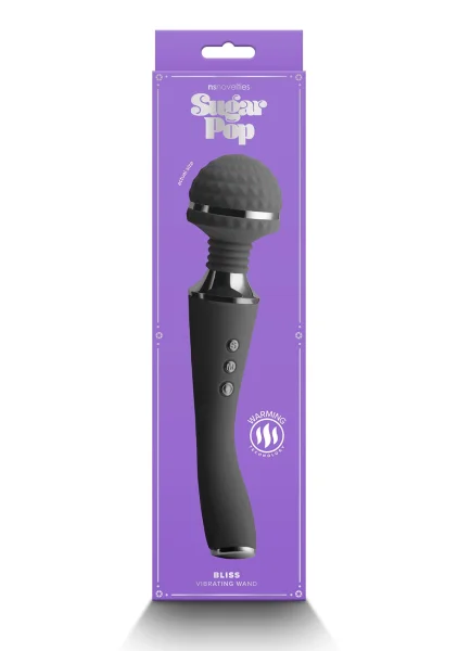 Sugar Pop Bliss Silicone Rechargeable Wand Style Vibrator - Black