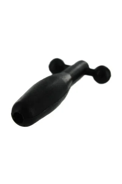 Silicone Cum Thru Barbell Penis Plug Black