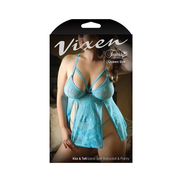 Vixen Kiss & Tell Lace Split Babydoll & Panty L/xl