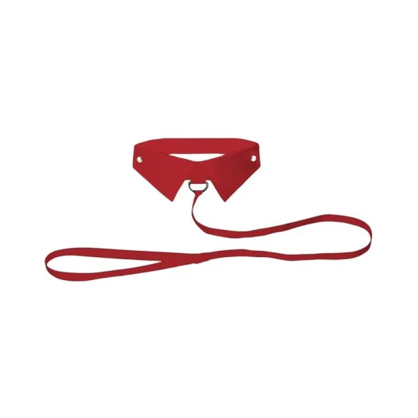 Ouch! Classic Collar With Leash - Red