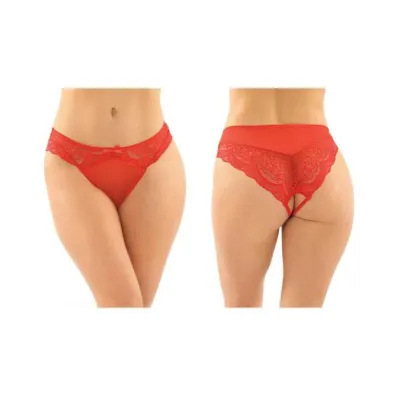 Cassia Crotchless Lace And Mesh Panty 6 pack L xl Red