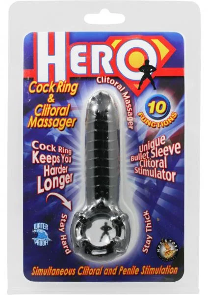 Hero Cockring & Clitoral Massager Waterproof - Black — image 4 of 4