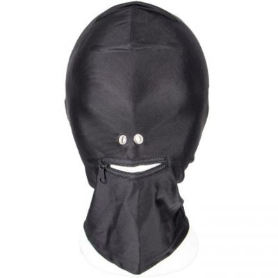 Bondara Black Deprivation Hood with Zipped Mouth