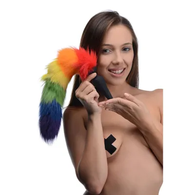 Rainbow Tail Silicone Anal Plug Rainbow 17 Inch