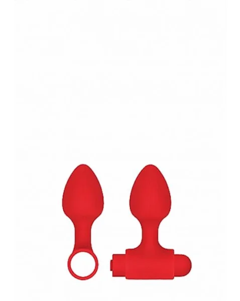 Silicone Usb Rechargeable Anal Set- Red - Red