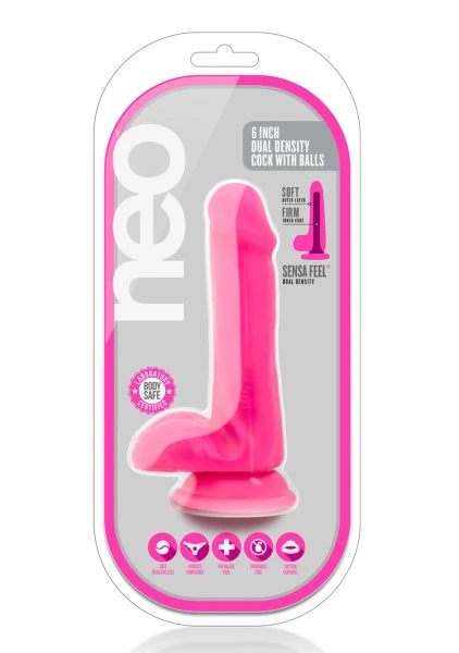 Neo - 6 Inch Dual Density Cock With Balls - Neon Green