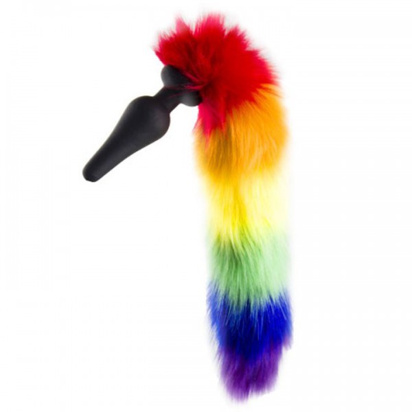 Bondara Faux Fur Rainbow Tail Butt Plug – 4.5 Inch