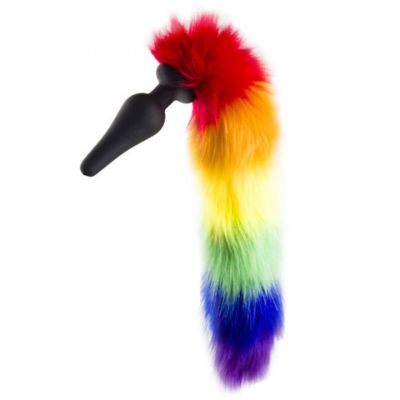 Bondara Faux Fur Rainbow Tail Butt Plug 4 5 Inch