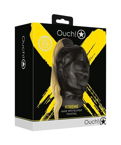 Ouch! Xtreme Open Mouth & Eyes Hood with Blonde Ponytail