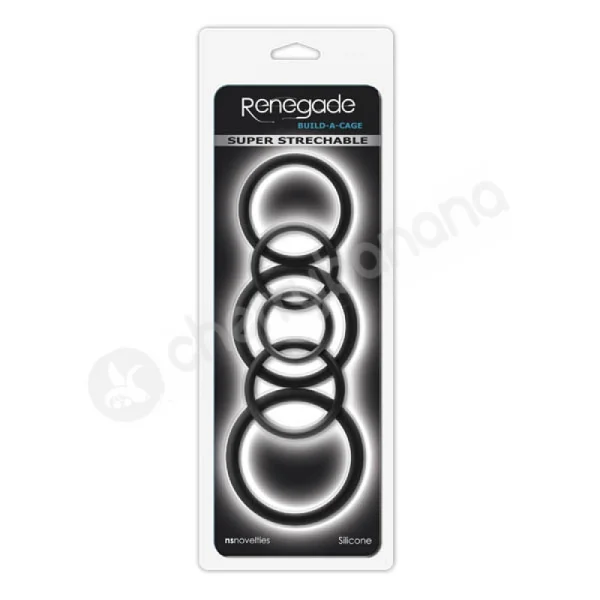 Renegade Build-A-Cage Black Cock Rings 6 Pack