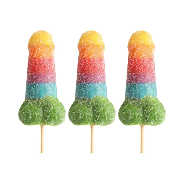 Sweet & Sour Jumbo Rainbow Gummy Cock Pop