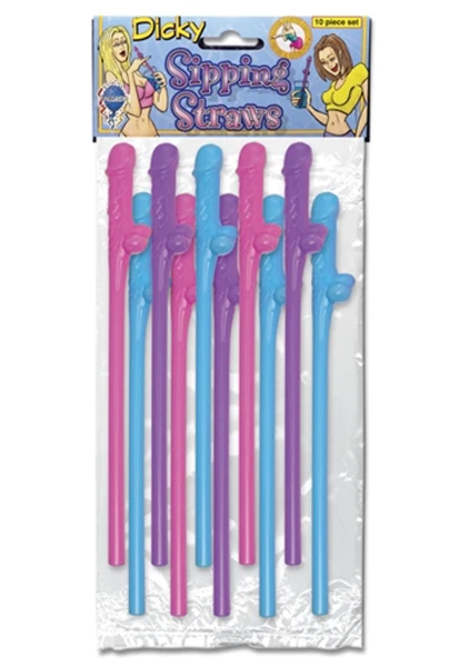 Bachelorette Party Favors 10 Pecker Straws Pink And Purple