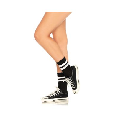 Athletic Striped Anklet Socks O s Blk white