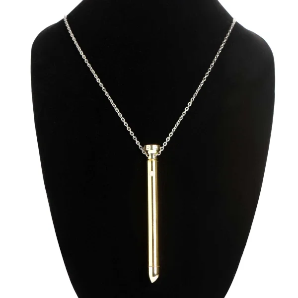 Charmed 7X Rechargeable Stainless Steel Vibrating Necklace - Gold