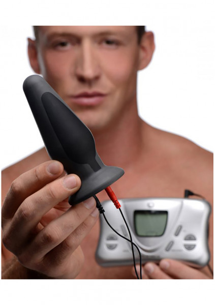Estim Silicone Anal Plug - Black - Electric Sex Play