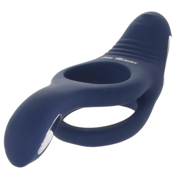 Zero Tolerance Ring Around The Rosy Silicone Vibrating Double Cock Ring & Ball Stimulator - Blue