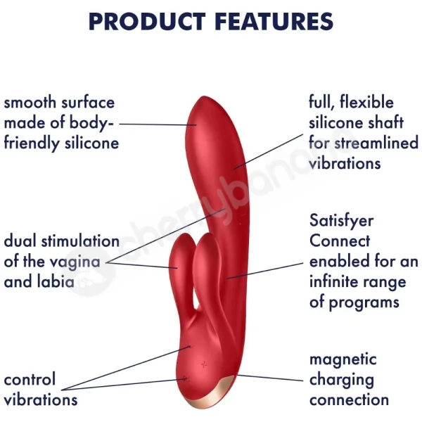 Satisfyer Double Flex G-Spot & Clitoris Flexible Red Rabbit With App Control