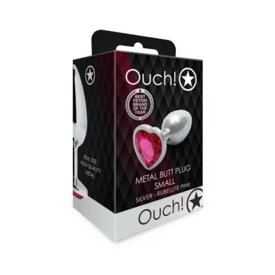 Butt Plugs Shots Ouch Heart Gem Butt Plug Small Silver rubellite Pink