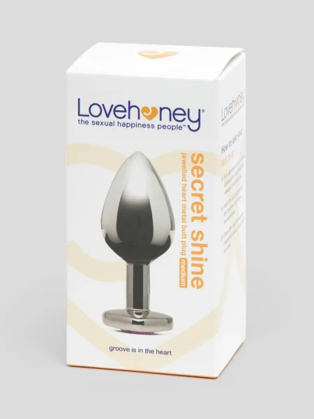 Lovehoney Jeweled Heart Metal Medium Butt Plug 3 Inch