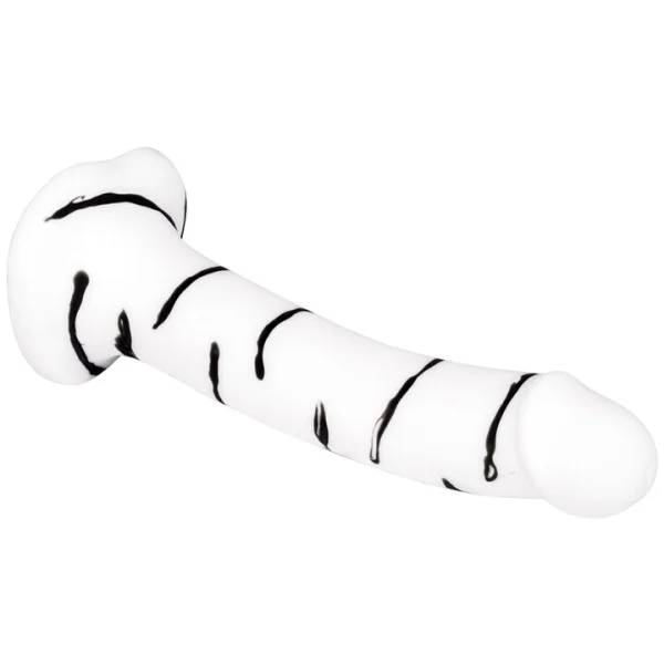Mon Amour Love Sucks Black Stripe Suction Dildo - 7.7 Inch