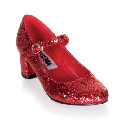 SCHOOLGIRL 50G 2 Heel Red Glitter Mary Jane School Girl Shoe Retro