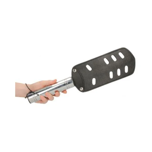 Premium Leather Slotted Paddle Black
