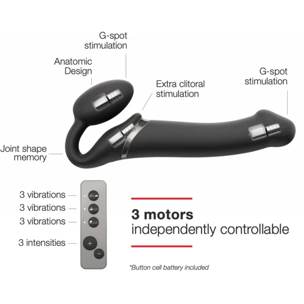 Strap-on-Me Silicone Vibrating Remote Control Strapless Strap-On - Large Black